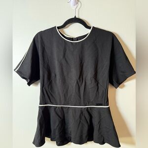 PINK TARTAN | Black Peplum Blouse